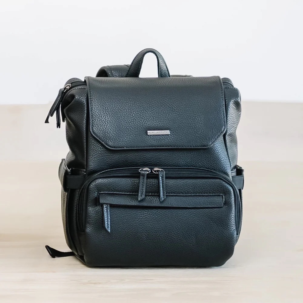 NEW Mimi and Pal Radley Mini Backpack Pump Diaper Bag Black Leather